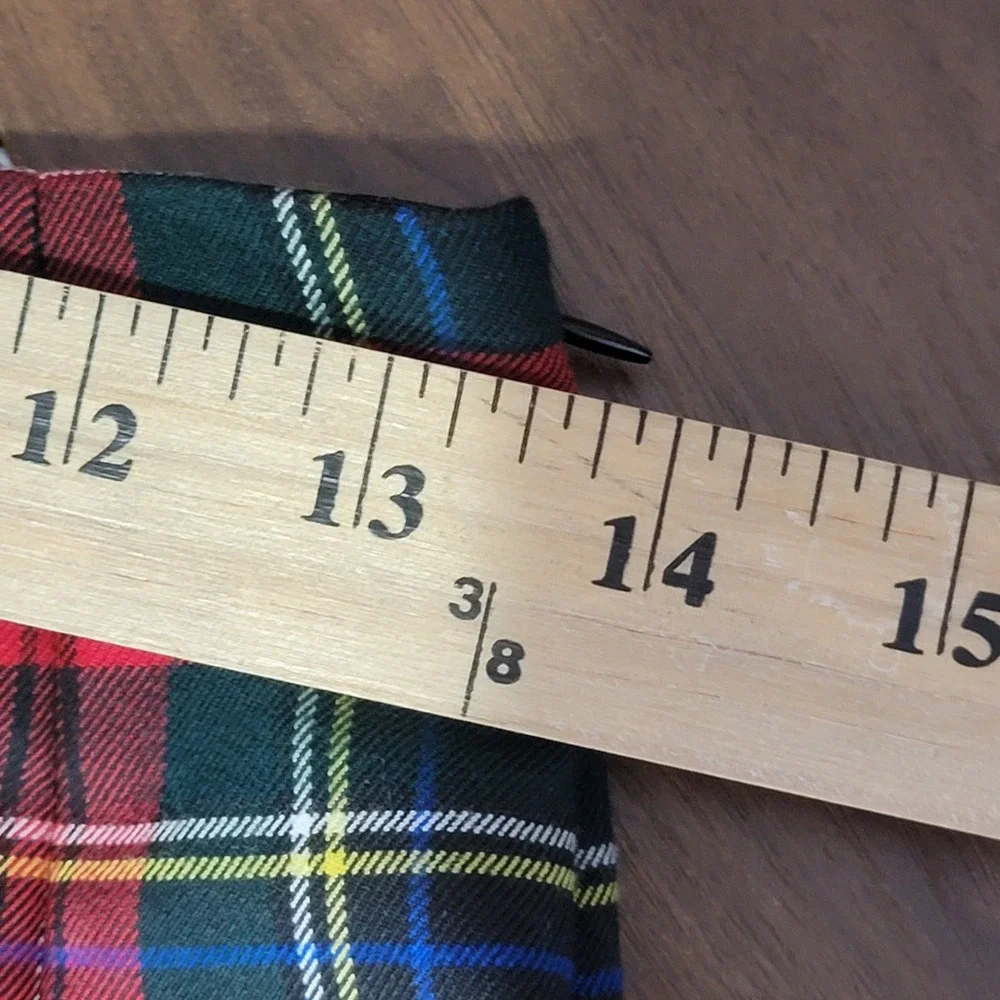 Chaps Ankle Pants 4 Red Plaid Tartan Side Zip Holiday Tapered Preppy Academia - Picture 4 of 13